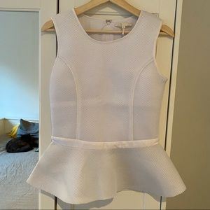 Maje Febril White Sleeveless Peplum Top